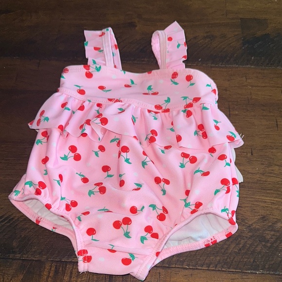 Wonder Nation Pink Cherry Kids Swim One Piece - Picture 9 of 9